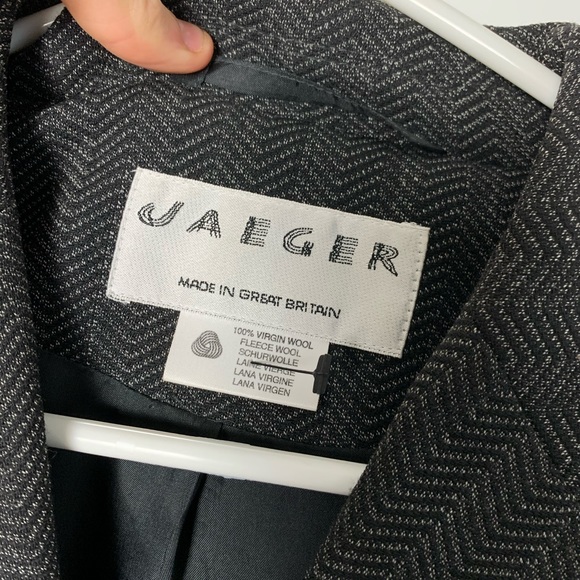 (VINTAGE) JAEGER 100% wool herringbone blazer Jacket - Picture 2 of 4